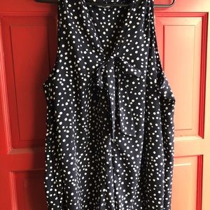 Navy and White Polka Dot Top